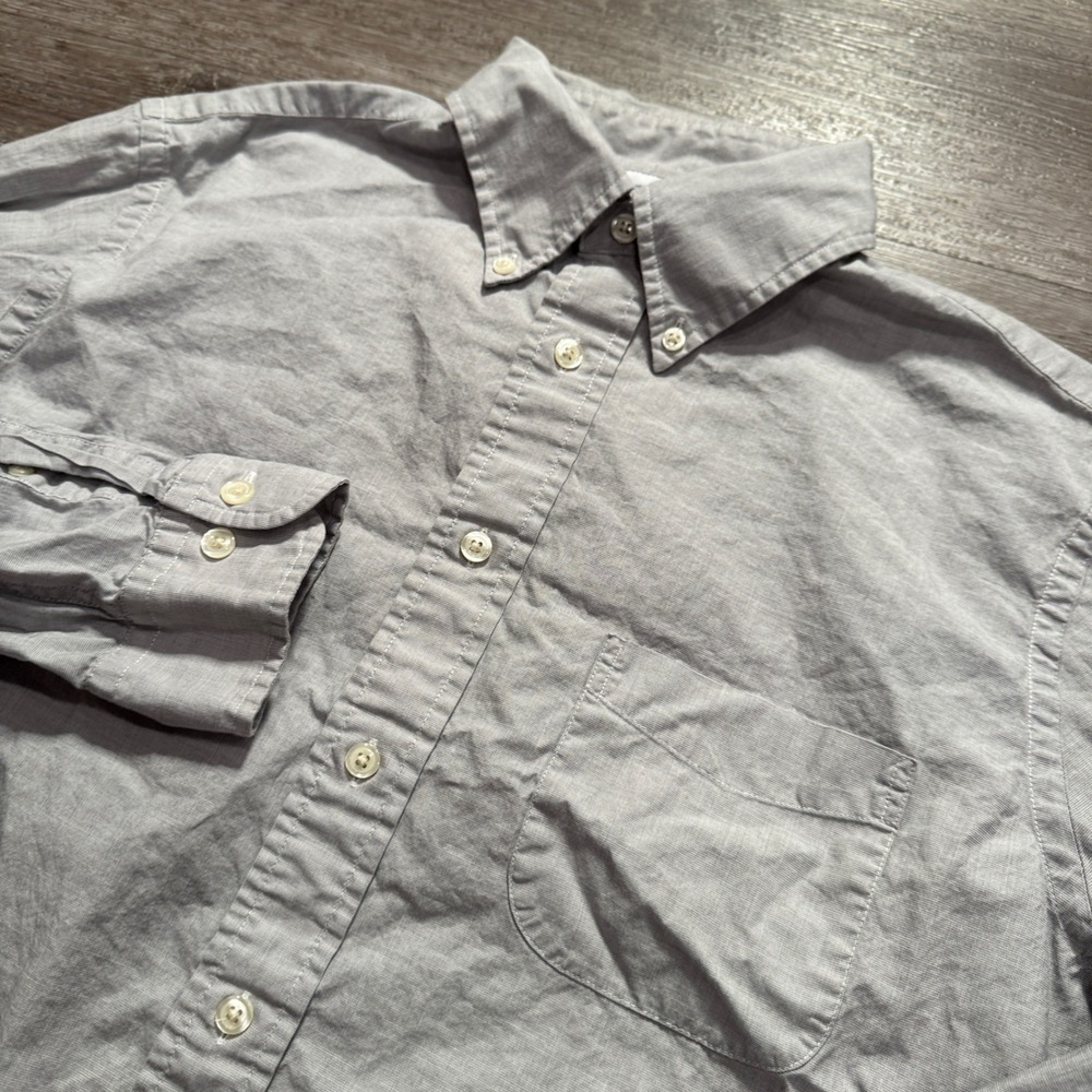 Brooks Brothers Shirt Mens M Gray Cotton Regent Button Down OCBD Preppy Classic
